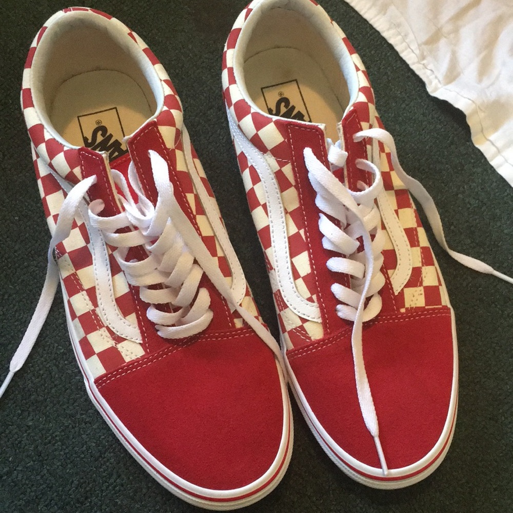 Red checkered vans size 10 in men’s